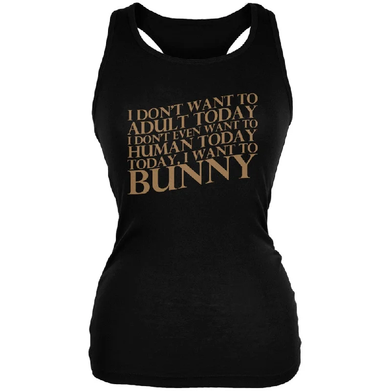 Don't Adult Today Just Bunny Rabbit Black Juniors Soft Tank Top