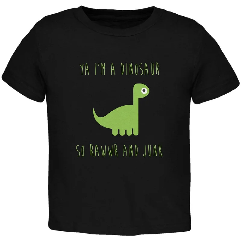 Ya I'm a Dinosaur - Brachiosaurus Black Toddler T-Shirt