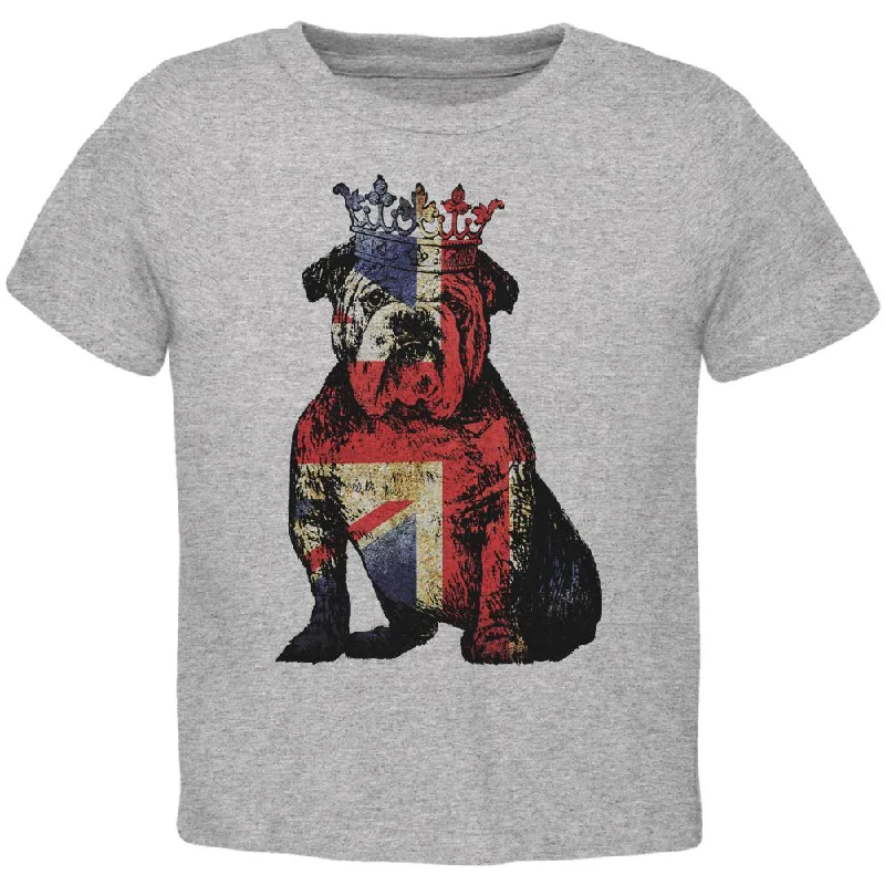 English British Bulldog Crown Grunge Flag Toddler T Shirt