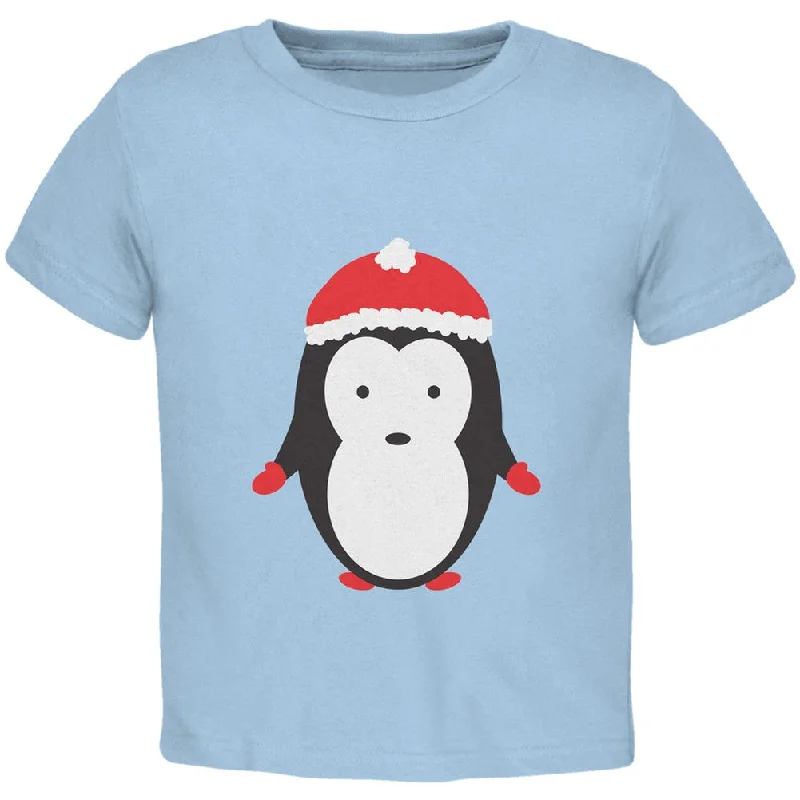 Christmas Cute Penguin Light Blue Toddler T-Shirt