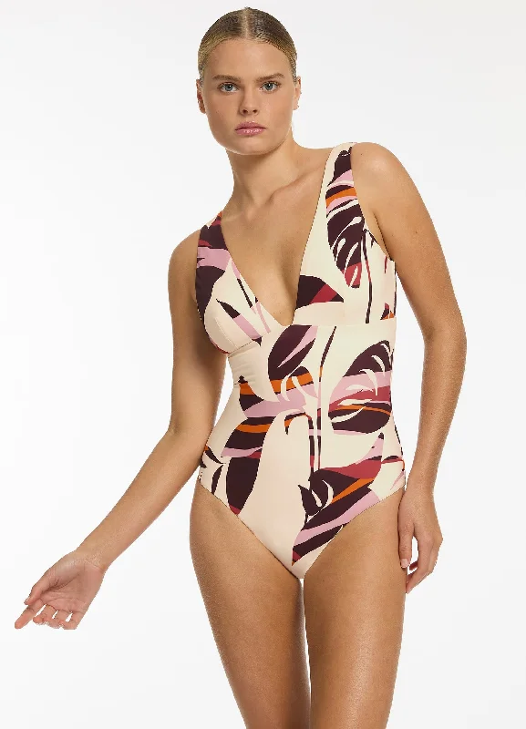 Shadow Palm Plunge One Piece - Port