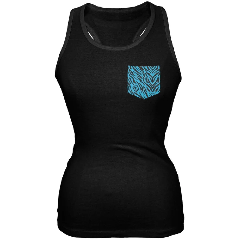 Faux Pocket Women's Zebra Tank Top