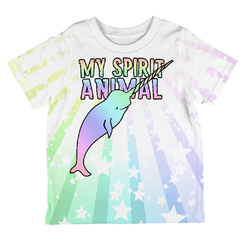 My Spirit Animal Narwhal Unicorn Of The Sea Pastel All Over Toddler T Shirt