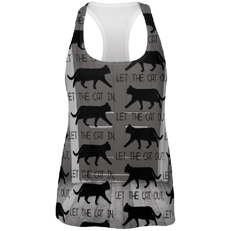 Let The Cat In Out All Over Adult Tank Top