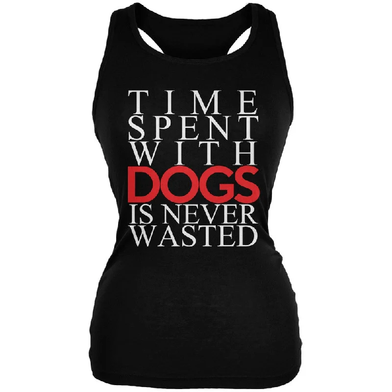 Time Spent With Dogs Never Wasted Black Juniors Soft Tank Top