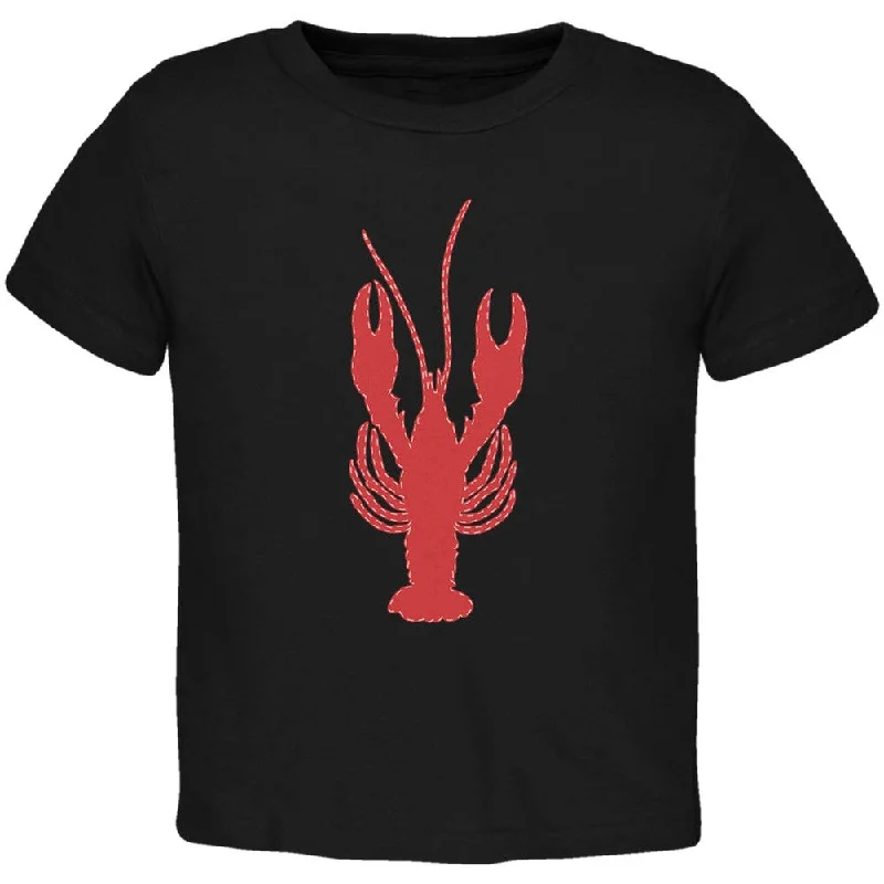 Summer - Lobster Faux Stitched Black Toddler T-Shirt