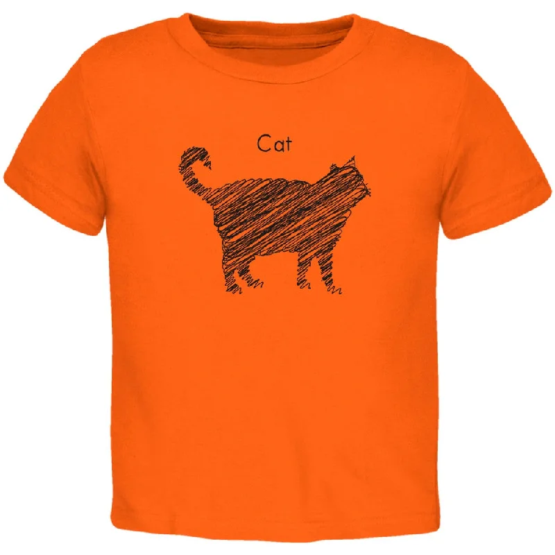 Cat Scribble Drawing Orange Toddler T-Shirt