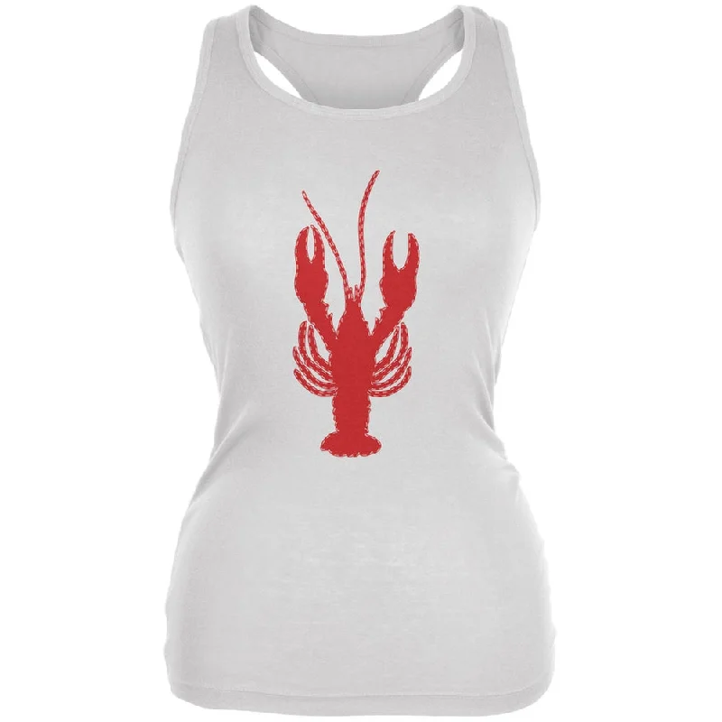 Summer - Lobster Faux Stitched White Juniors Soft Tank Top