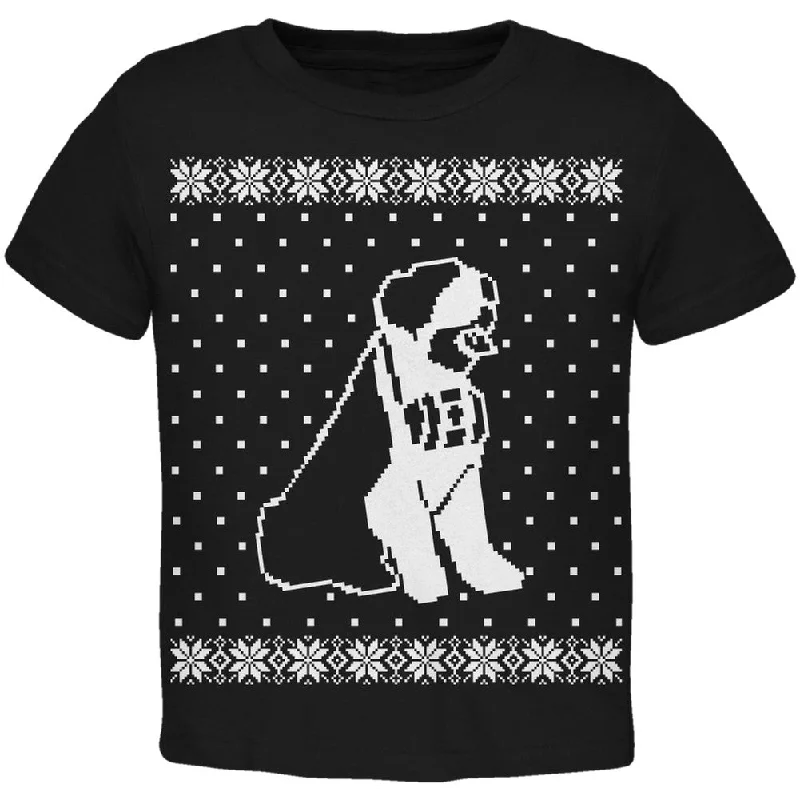 Big Saint Bernard Ugly Christmas Sweater Black Toddler T-Shirt