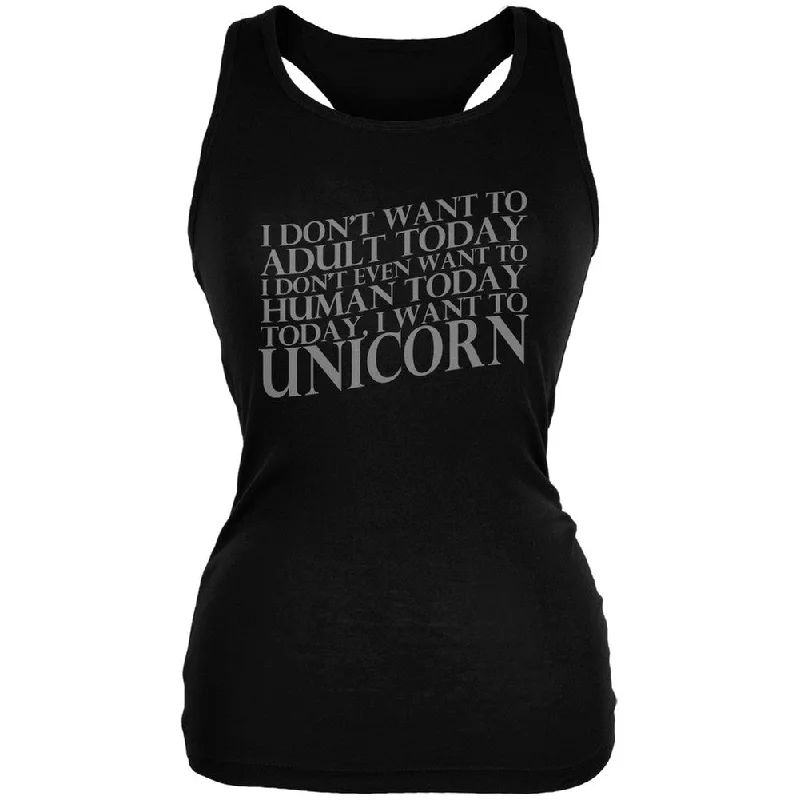 Don't Adult Today Just Unicorn Black Juniors Soft Tank Top