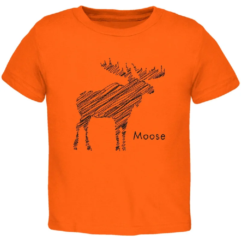 Moose Scribble Drawing Orange Toddler T-Shirt