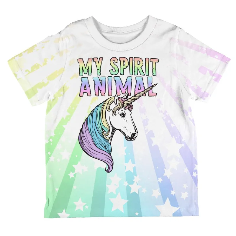 Unicorn Is My Spirit Animal Pastel Rainbow All Over Toddler T Shirt