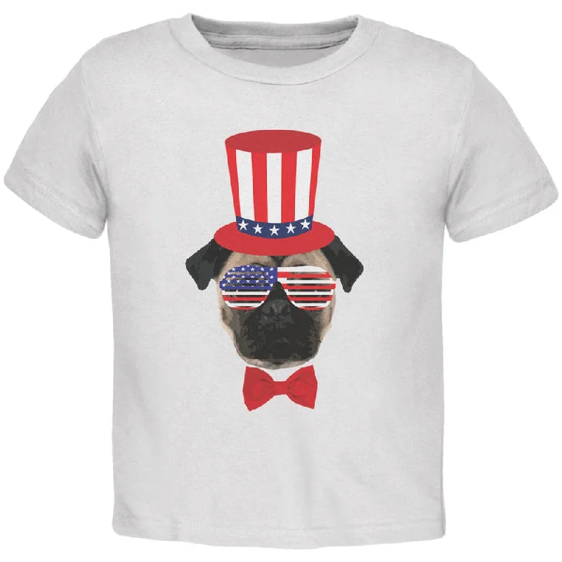 4th of July Funny Pug White Toddler T-Shirt