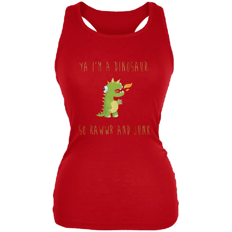 Ya I'm a Dinosaur - Goofy Red Juniors Soft Tank Top