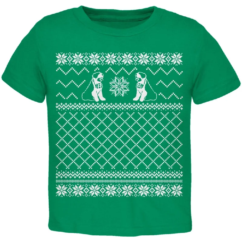 Saint Bernard Ugly Christmas Sweater Green Toddler T-Shirt