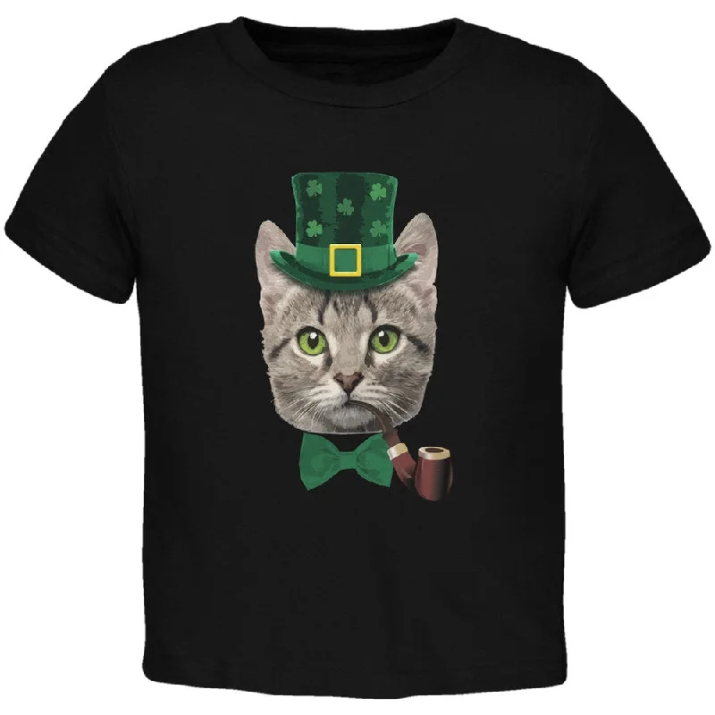 St. Patrick's Funny Cat Black Toddler T-Shirt