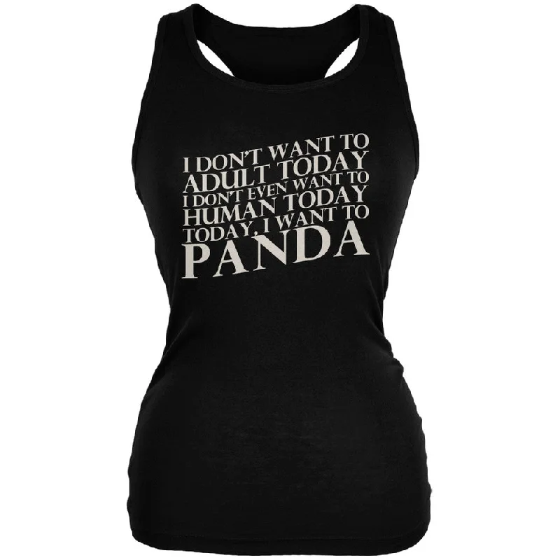 Don't Adult Today Just Panda Black Juniors Soft Tank Top