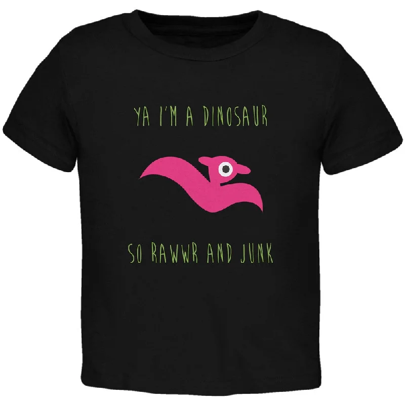 Ya I'm a Dinosaur - Pterodactyl Black Toddler T-Shirt