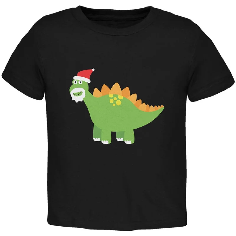 Christmas Dinosaur Stegosaurus Black Toddler T-Shirt