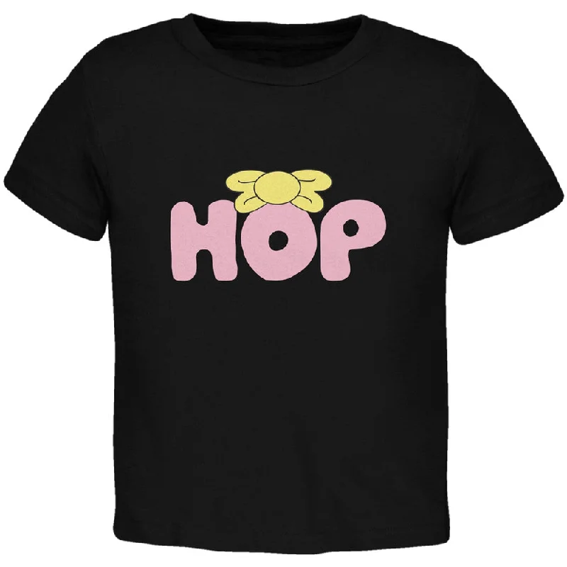 Easter - Hop Girls Bow Tie Black Toddler T-Shirt