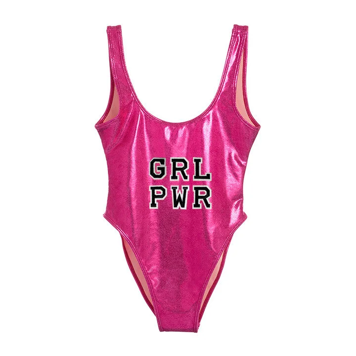 GRL PWR [FELT LETTER PATCH METALLIC SWIMSUIT]