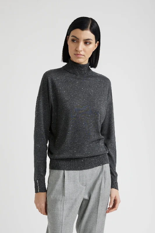 Wool, viscose and lurex high neck sweater