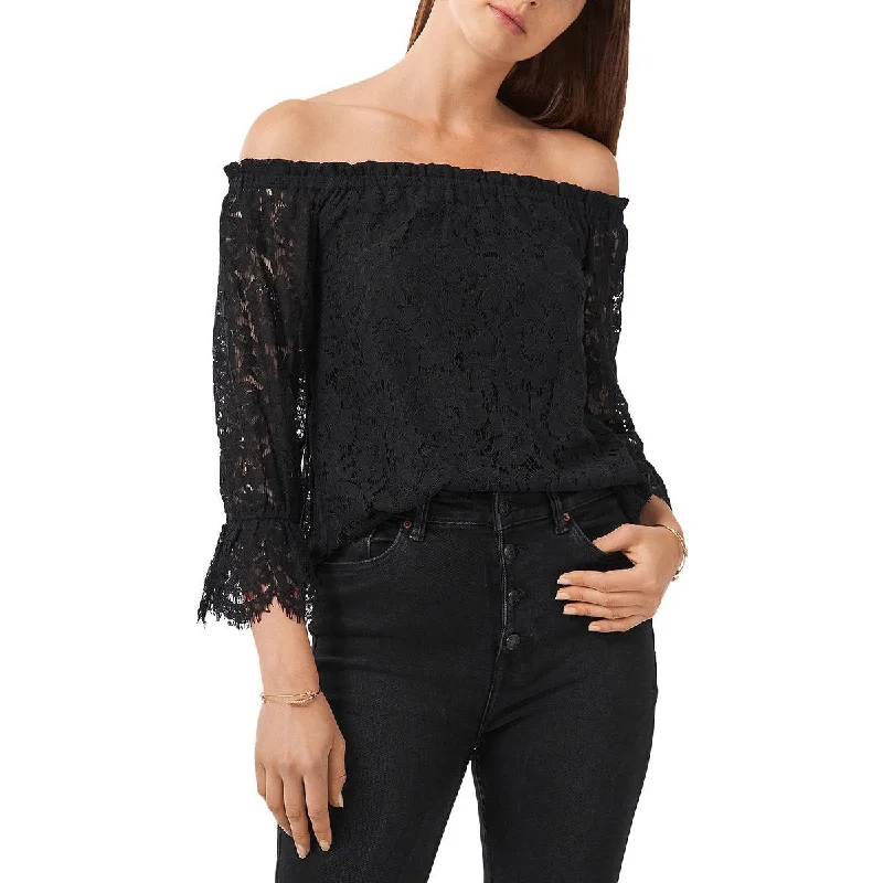 1.State Womens Lace High Neck Blouse