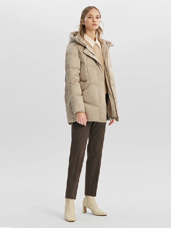 Camel Hooded Goose Down Garment