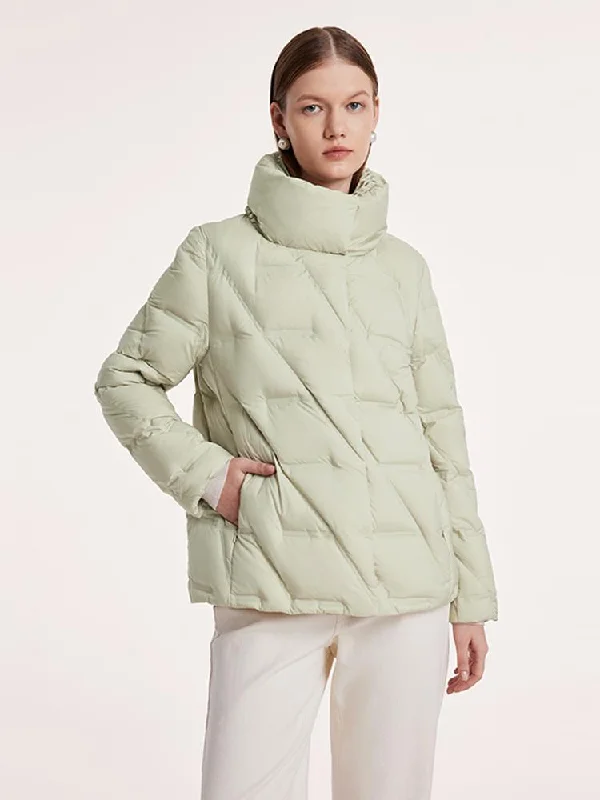 Green Stand Collar Goose Down Garment