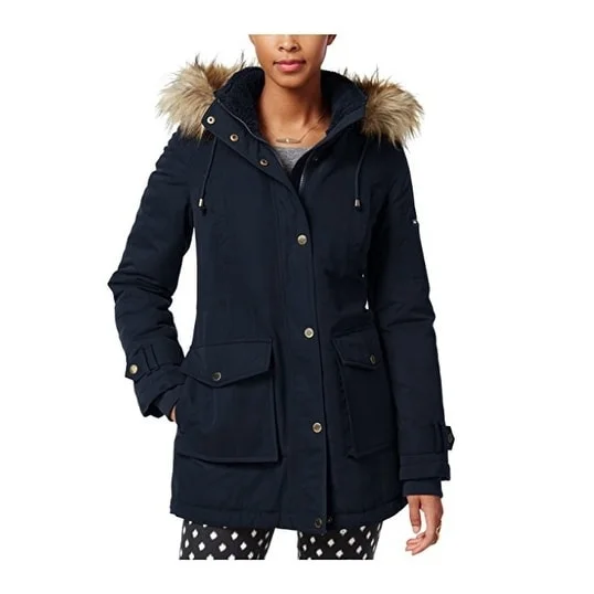 Rachel Roy Faux-Fur-Trimmed Hooded Parka Navy