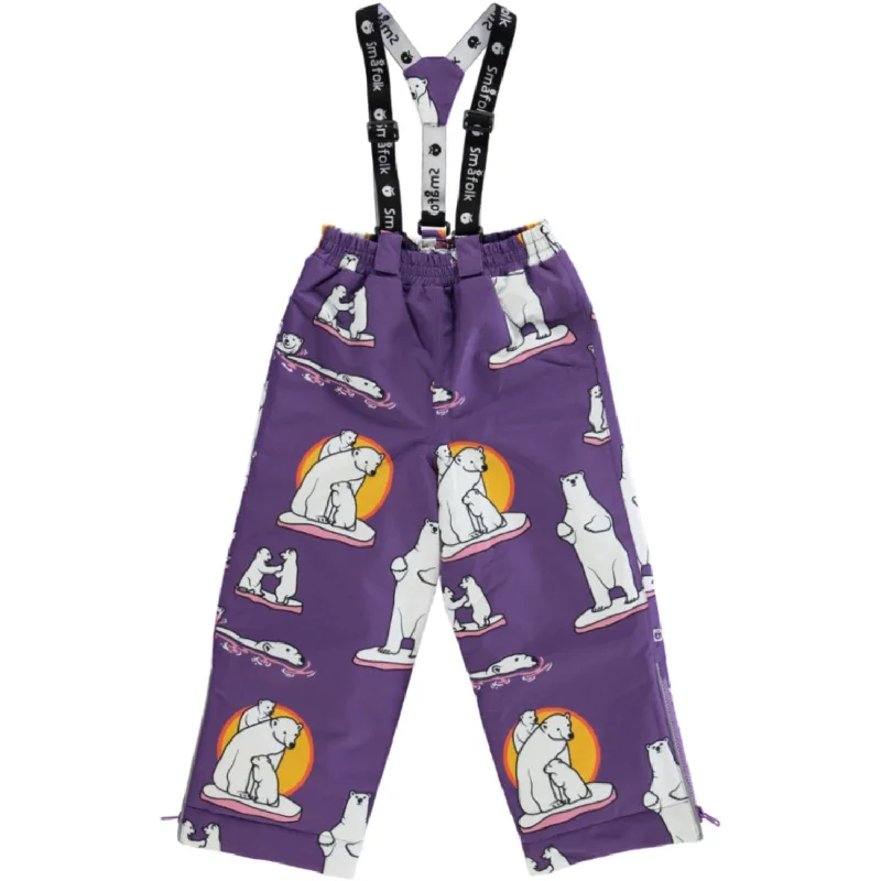 Småfolk Purple Heart Snow Pants With Polar Bears