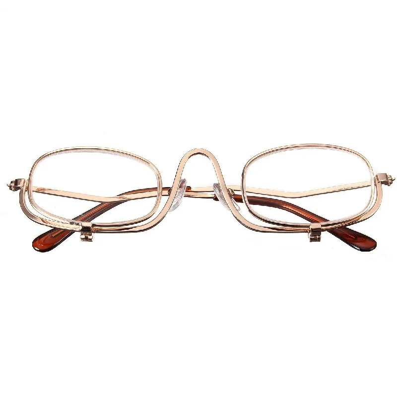 Magnifying Makeup Reading Glasses Eye Spectacles Flip Down Lens Folding Cosmetic Readers