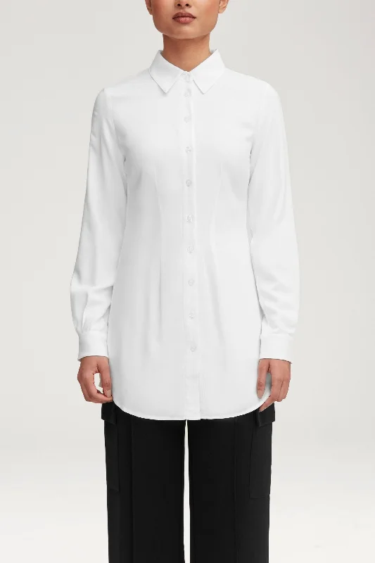 Sarah Fitted Button Down Top - White