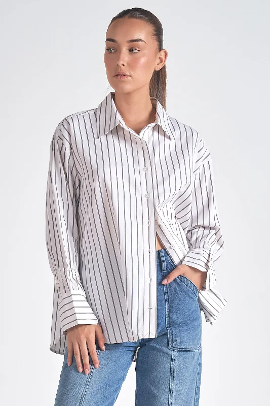 Collared Button Down Striped Top