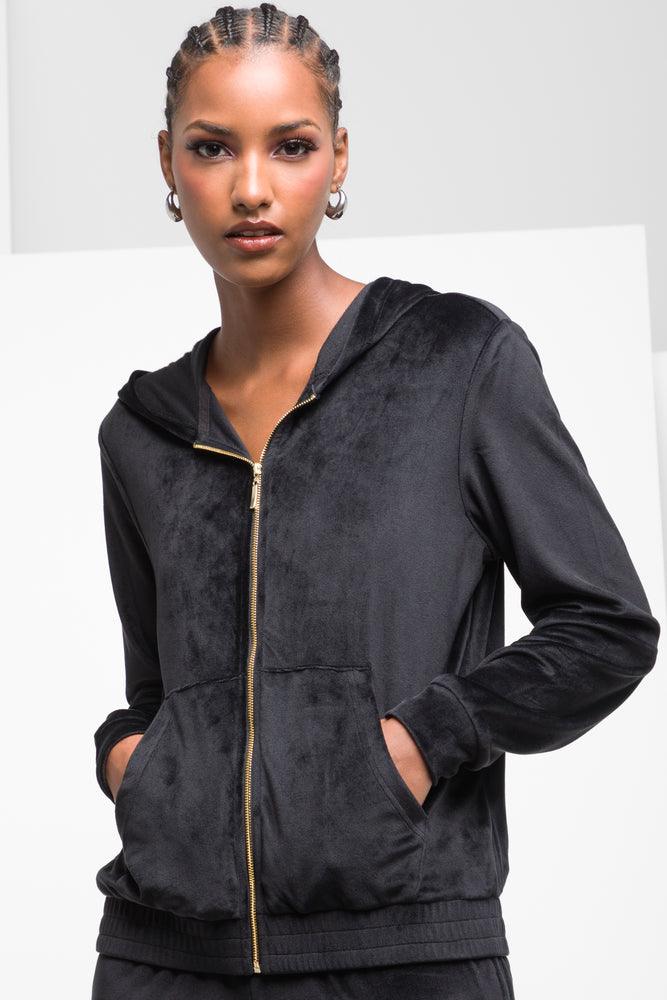 Hooded Zip Through Tracktop Black