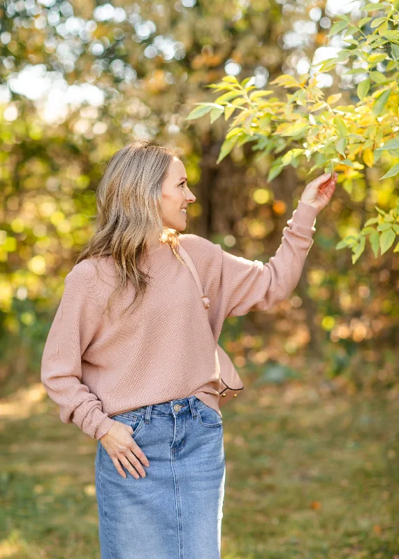 Leighton Dusty Rose Textured Knit Top