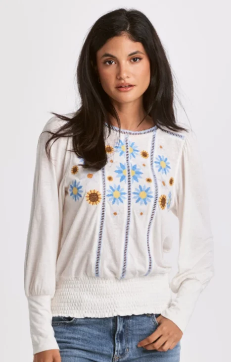 Lori Floral Embroidery Knit Top