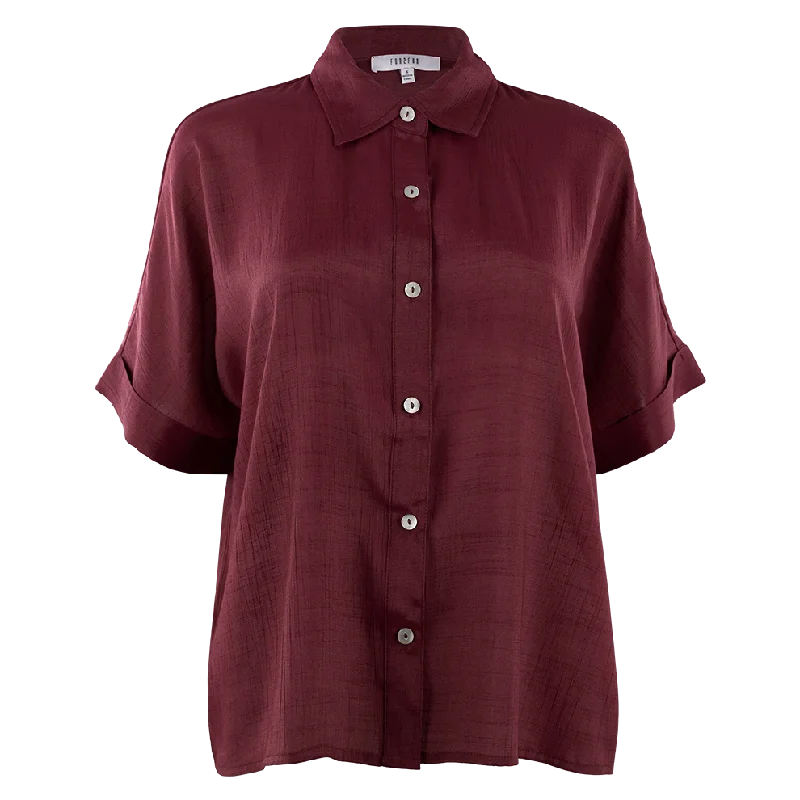 Maroon Boxy Collared Button Down