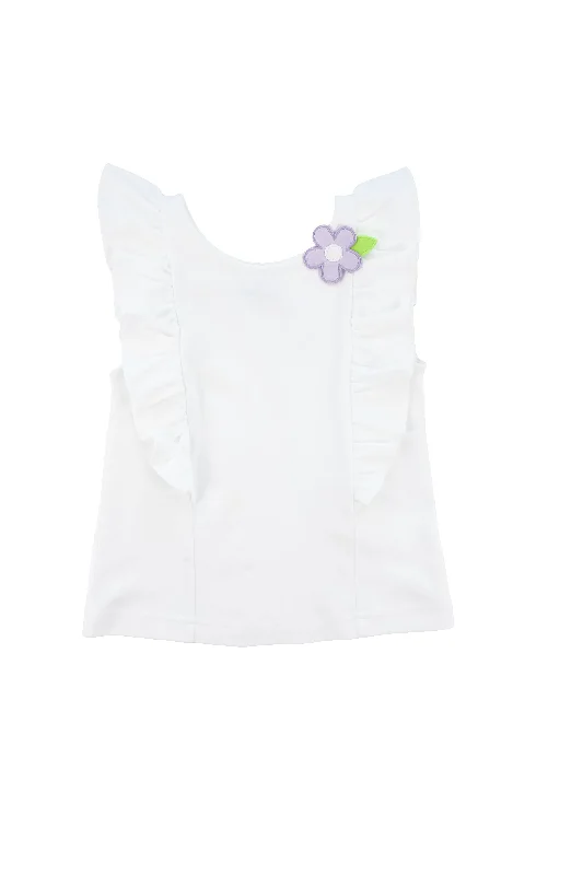 Knit Top with Ruffles and Lavender Flower