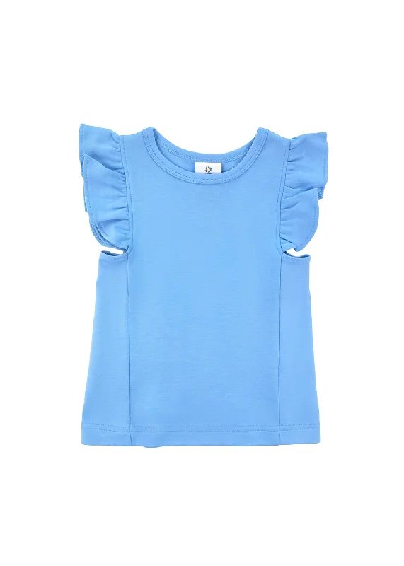 Light Blue Ruffle Knit Top