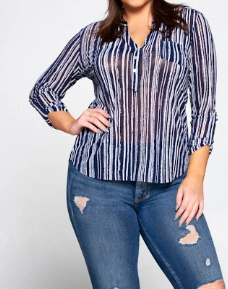 Stripe Button Down Top - 2 Colors