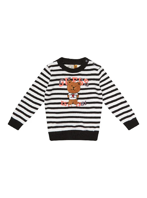 Blue Stripe Bear Logo Knit Top (6-24m)