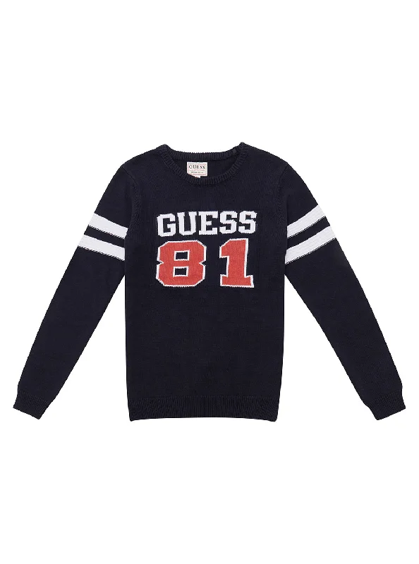 Eco Blue Varsity Logo Knit Jumper (7-16)