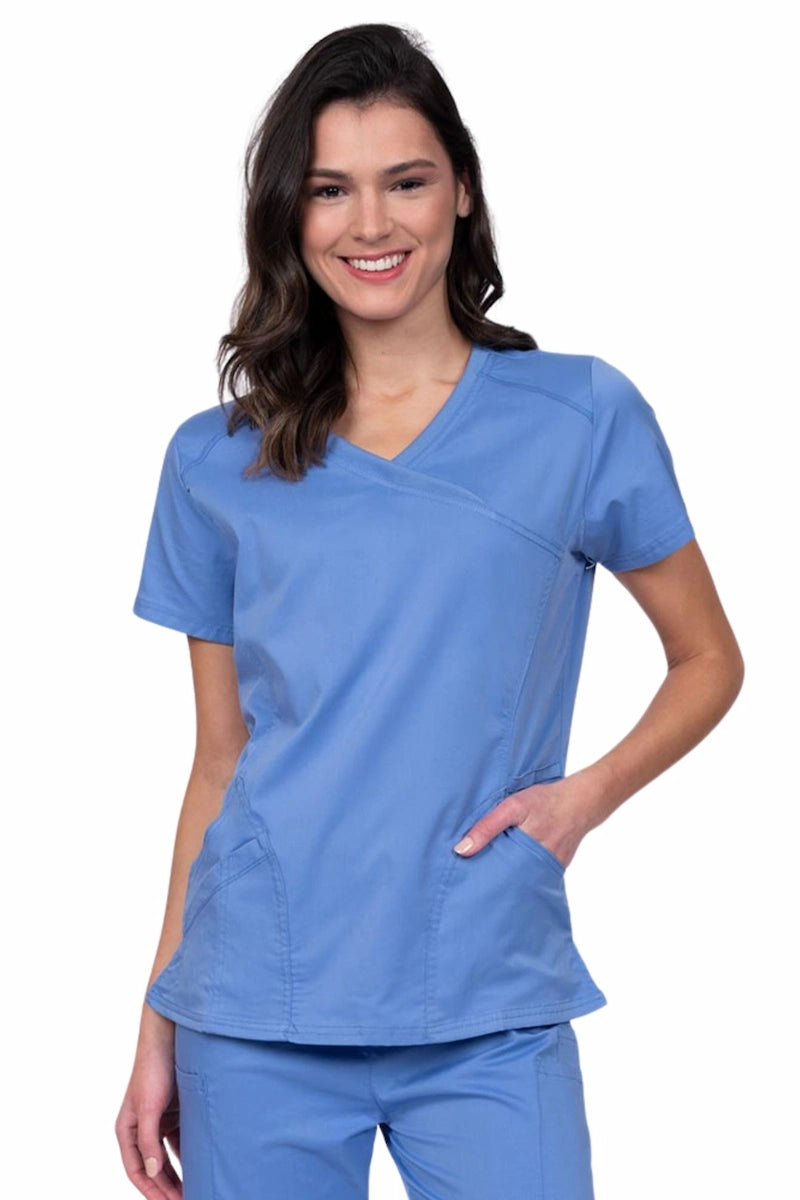 Epic by MedWorks Women's Knit Collar Mock Wrap Scrub Top | Ceil