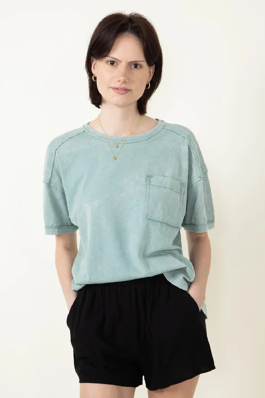 Mineral Wash Knit Top for Women in Sage | NT11108-SAGE