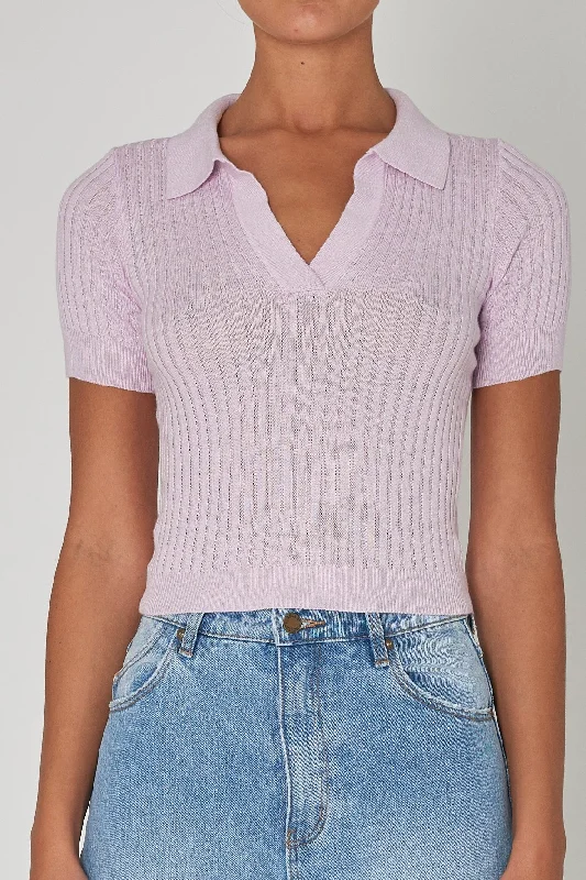 ROLLAS Womens Amanda Knit Top- Lavender