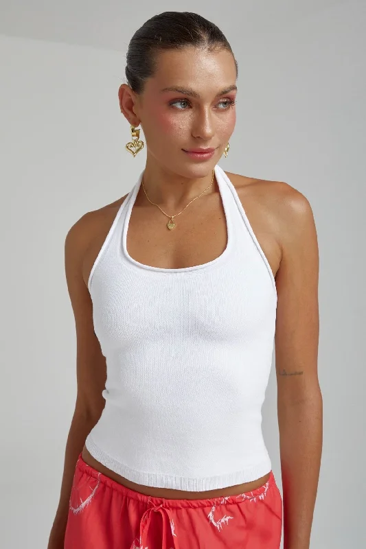 SUMMI SUMMI Womens Knit Halter Top - White