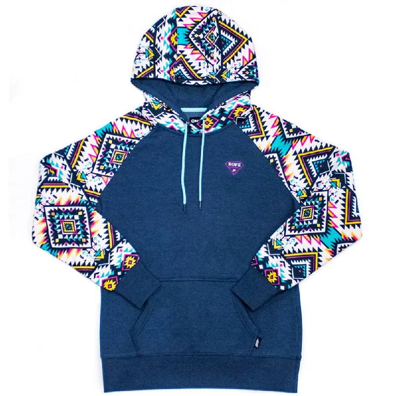 'Hooey' Women's "Rope Like A Girl" Hoody - Navy / Aztec