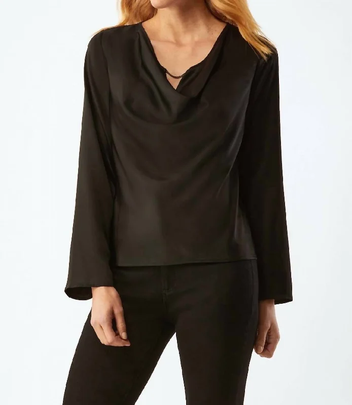 Andrews Draped Blouse In Black