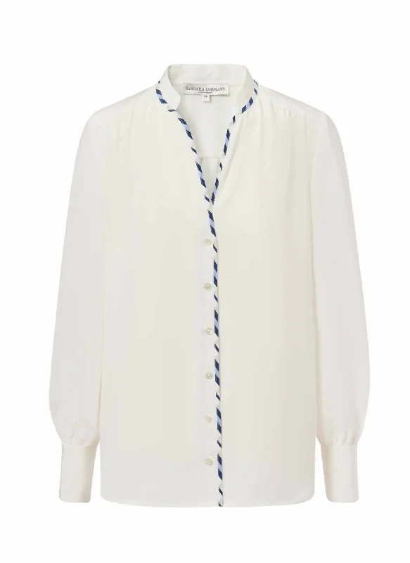 Bellamy Silk Blouse With Trim In White